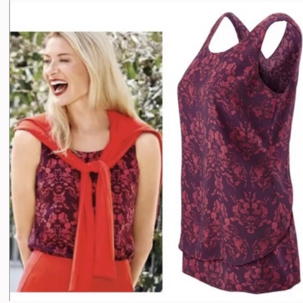 Cabi Cameo #3258 Floral Double Layered Tank Top‎